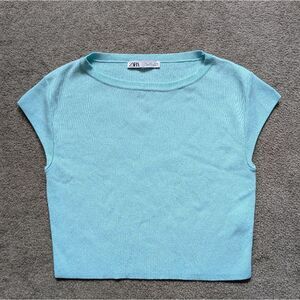 Zara Cap Sleeve Crop Sweater